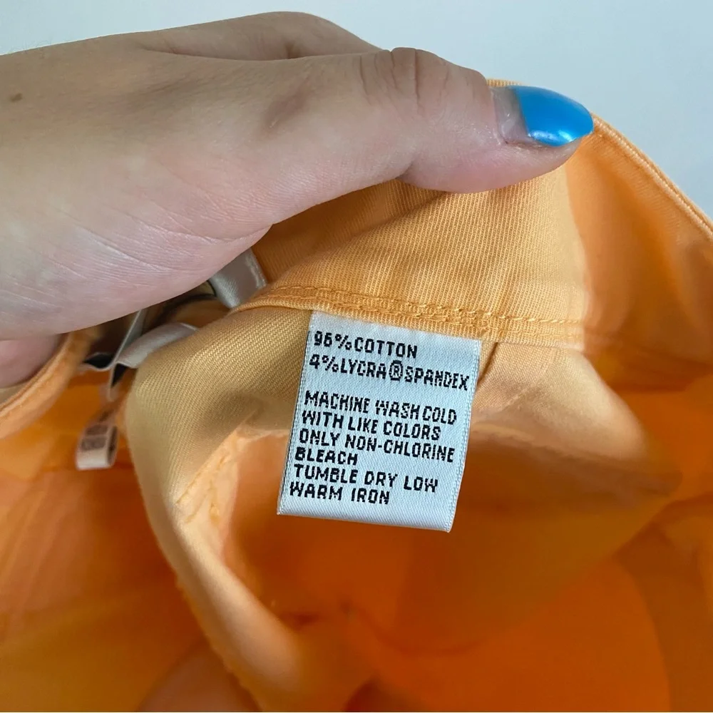 TALBOTS orange cream cotton summer crop pants - Picture 6 of 6